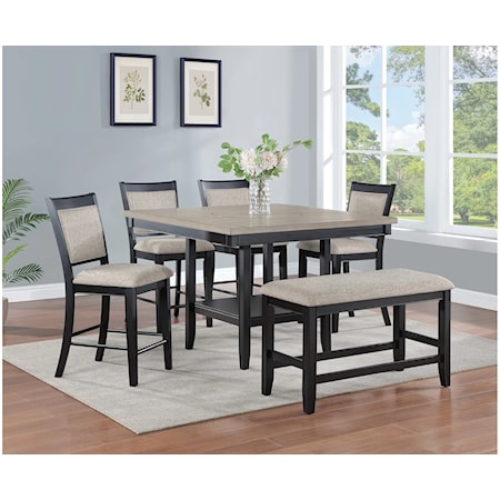 5 PC COUNTER HEIGHT DINING SET W/LAZY SUSAN
