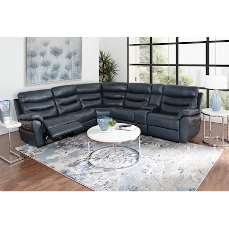 6 PIECE LEATHER MATCH POWER SECTIONAL
