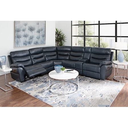 6 PIECE LEATHER MATCH POWER SECTIONAL