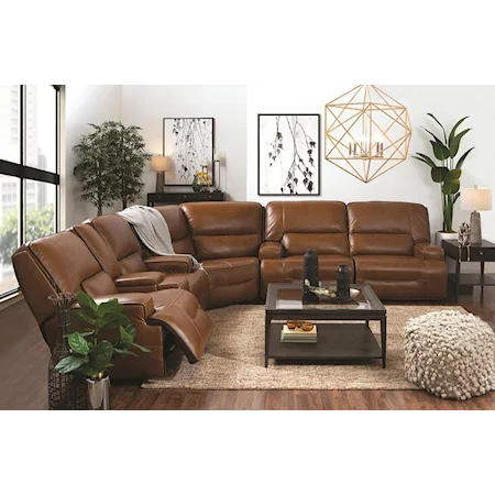 3 Piece Leather Match Power Sectional