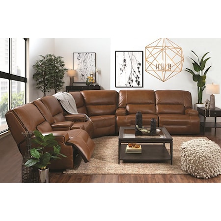 3 Piece Leather Match Power Sectional
