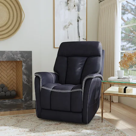 Contemporary Power Lift Recliner with Power Headrest & Lumbar