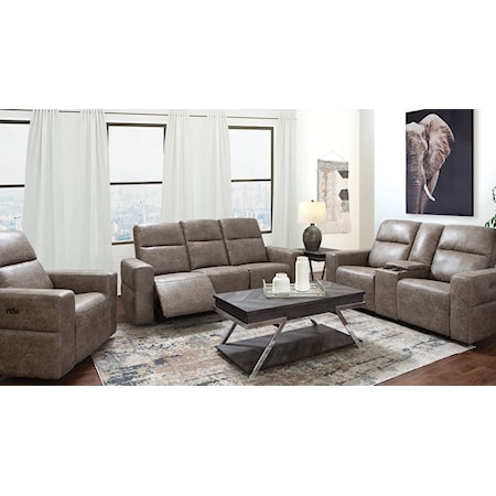 Bassett Club Level Tompkins 3742-P62A Leather Power Reclining Sofa