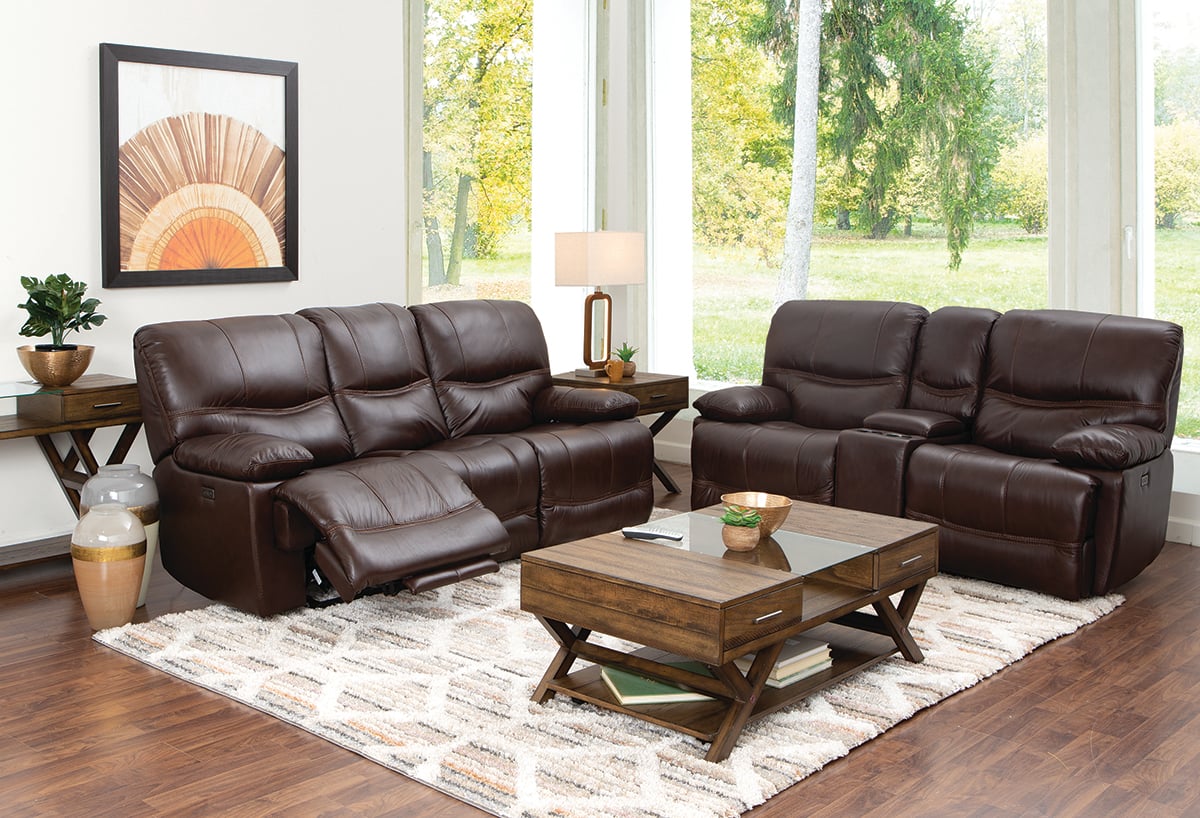 Power reclining leather online living room sets