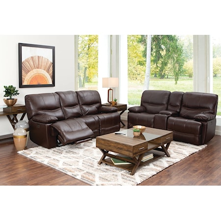 LEATHER MATCH POWER SOFA W/ZERO GRAVITY