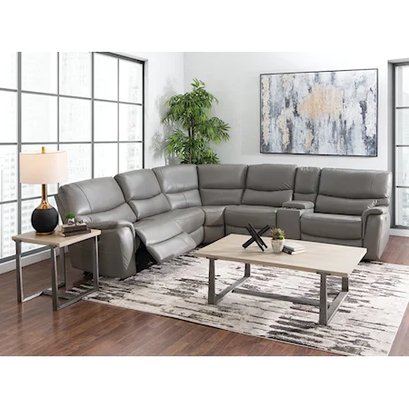 6 PC LEATHER MATCH POWER SECTIONAL