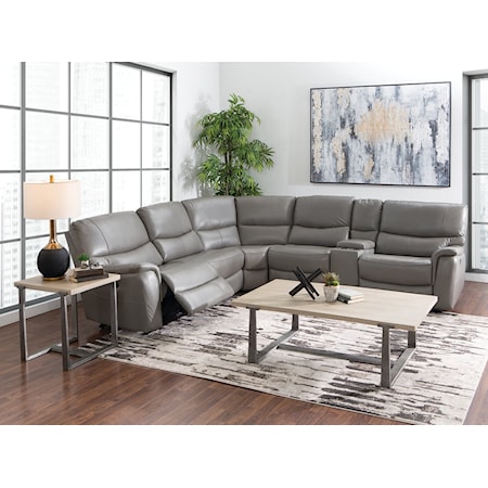 6 PC LEATHER MATCH POWER SECTIONAL