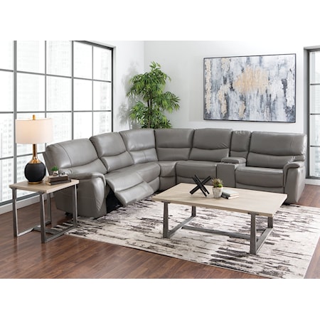 6 PC LEATHER MATCH POWER SECTIONAL