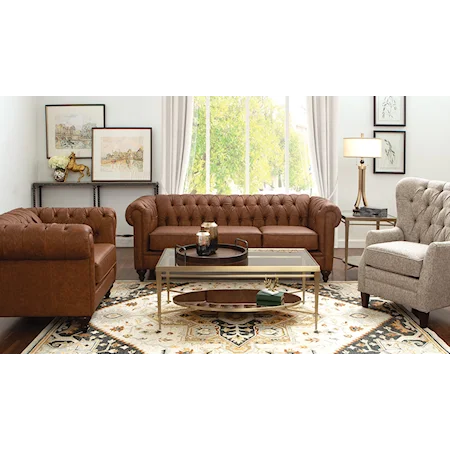 100% TOP GRAIN LEATHER TUFTED SOFA