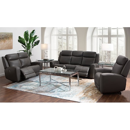 LEATHER MATCH POWER SOFA W/POWER HEADRESTS