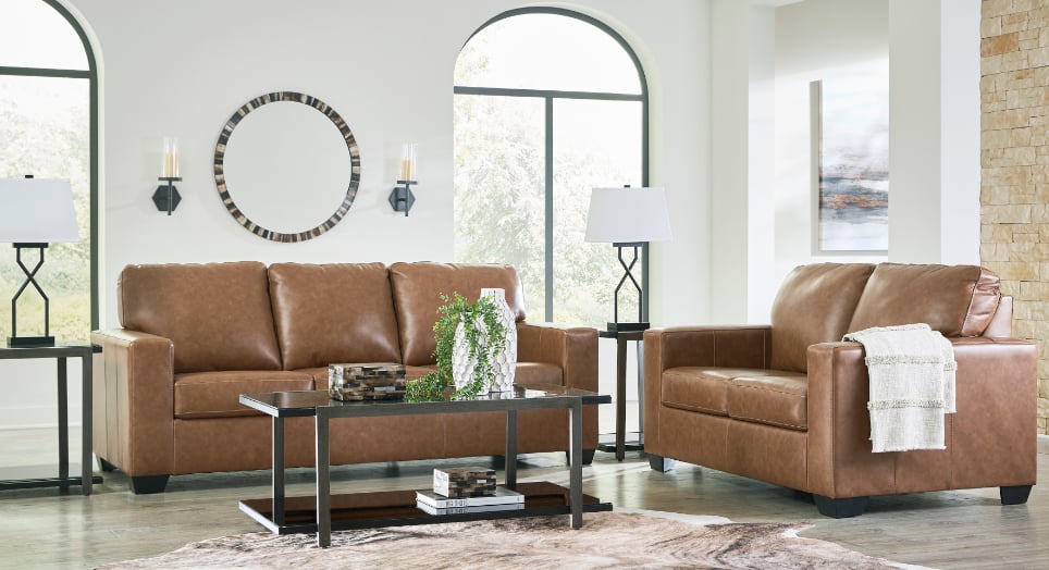 Signature Design By Ashley Bolsena Contemporary Leather Match Sofa ...