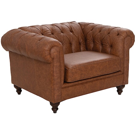 100% TOP GRAIN LEATHER TUFTED CHAIR
