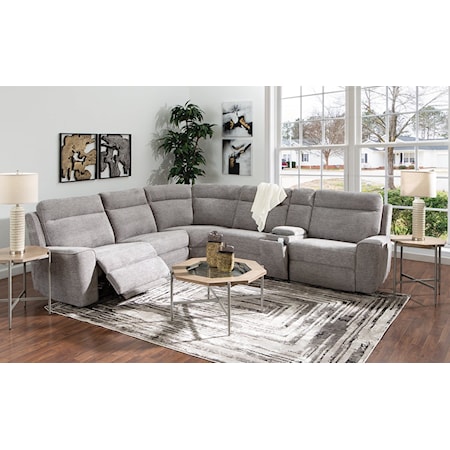 6 PIECE POWER SECTIONAL W/3 POWER RECLINERS