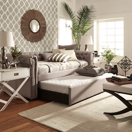 GREY DAYBED W/TRUNDLE