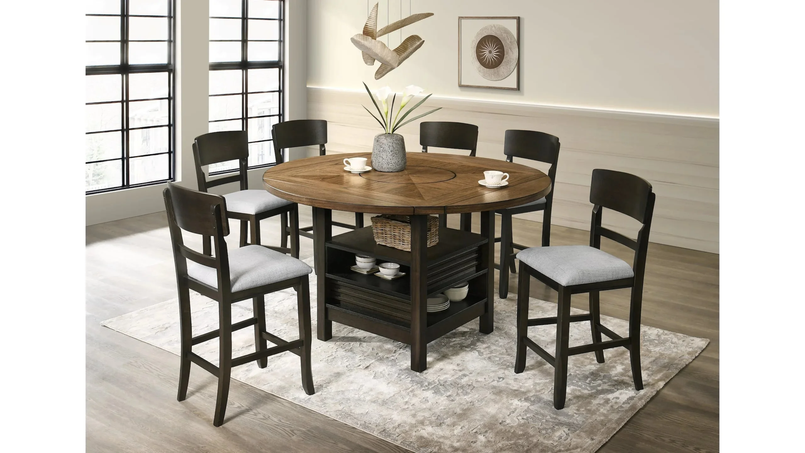 Crown Mark Oakly Transitional 5 Piece Counter Height Dining Set Darvin Furniture Table 2734