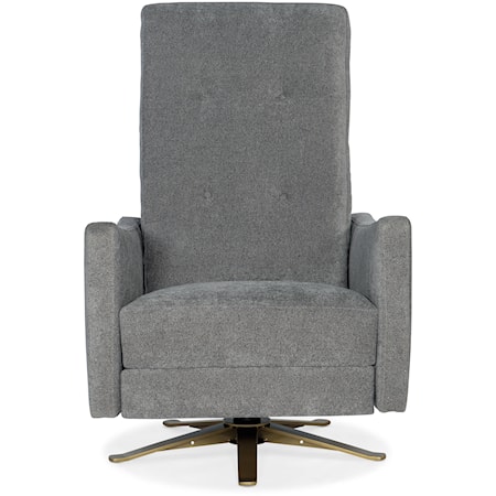 Contemporary Tufted Back Swivel Recliner with Metal Base