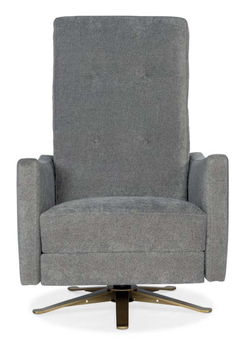 Contemporary Tufted Back Swivel Recliner with Metal Base