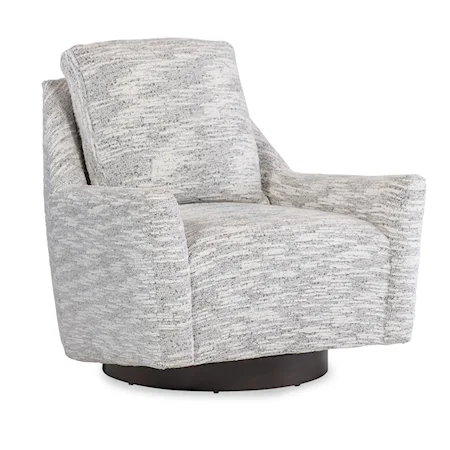 Transitional Swivel Accent Chair with Loose Back Cushion