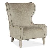 Traditional Upholstered Wing Chair with Wood Legs