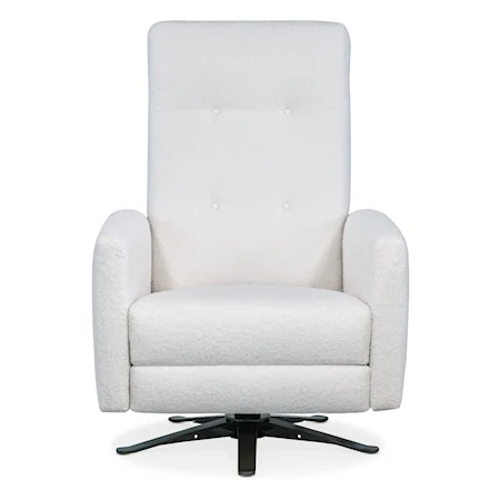 Contemporary Tufted Back Swivel Recliner with Metal Base
