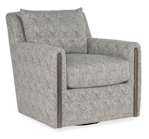 Swivel Chair with Exposed Wood Arms
