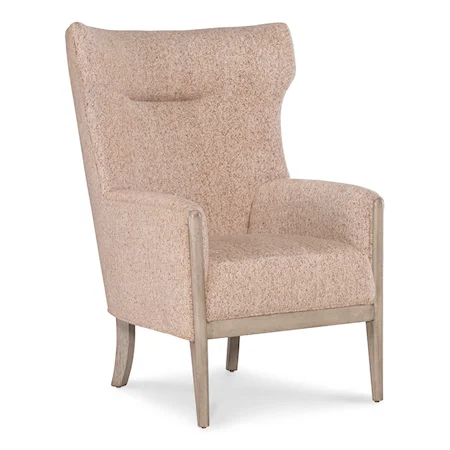 Transitional Wing Accent Chair with Wood Legs