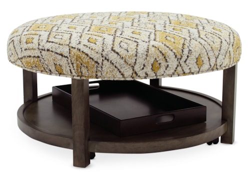 Round Ottoman with Casters and Tray