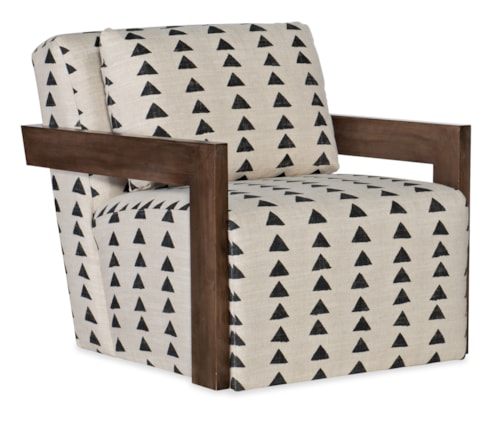 Mid-Century Modern Swivel Chair with Exposed Wood Armrests