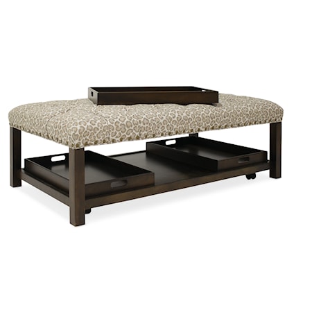 Rectangle Tufted Tray Ottoman