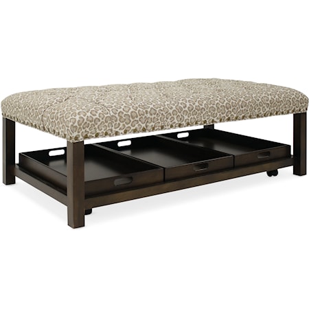 Rectangle Tufted Tray Ottoman