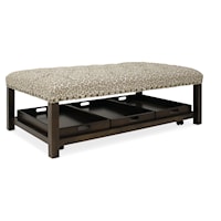 Rectangle Tufted Ottoman with Casters and 3 Trays