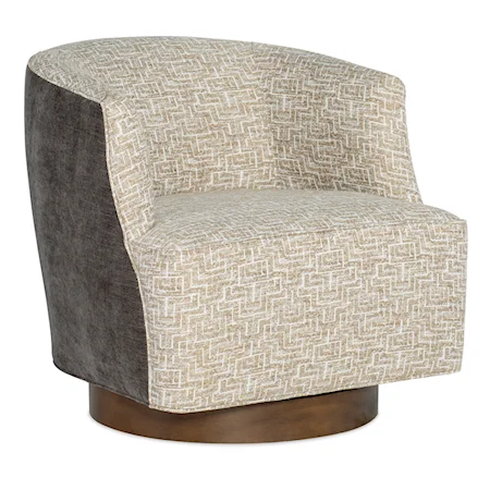 Swivel Chair with Exposed Wood Base