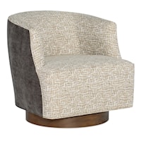 Transitional Swivel Chair with Exposed Wood Base
