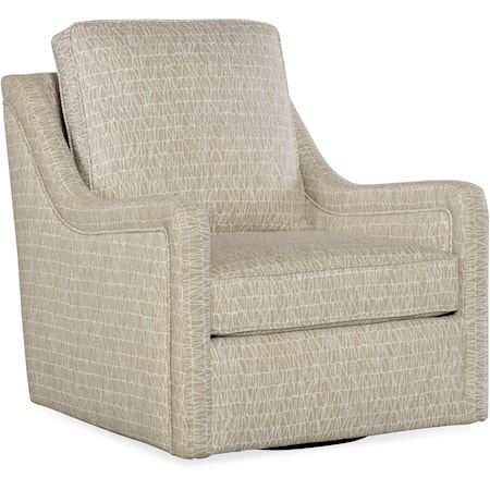 Transitional Swivel Chair with Sloped Track Arms