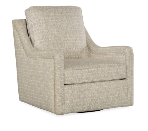 Transitional Swivel Chair with Sloped Track Arms