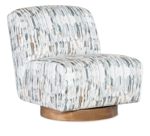 Mid-Century Modern Swivel Chair with Wood Base