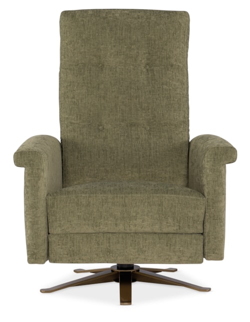 Mid Century Modern Tufted Back Swivel Recliner with Metal Base