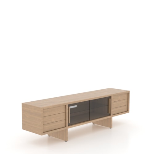 Contemporary Fiction 80" Media Unit with Smoked Glass Doors