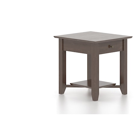 Transitional Infinite Rectangular End Table with Single Drawer