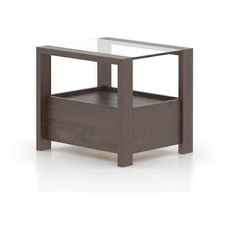 Transitional Era Rectangular End Table with Glass Top