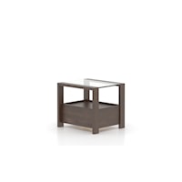 Transitional Era Rectangular End Table with Glass Top