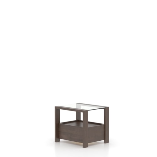 Transitional Era Rectangular End Table with Glass Top
