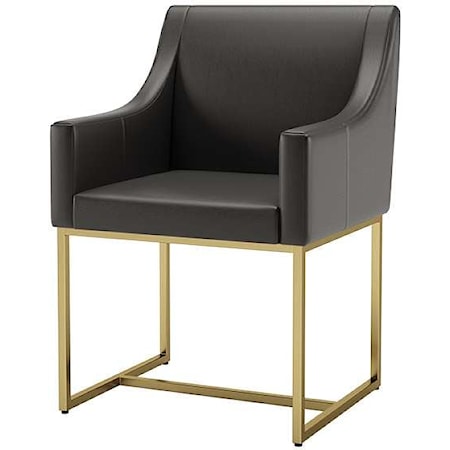 Contemporary Upholstered Chair with Gold Metal Base