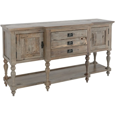 Farmhouse Storage Buffet with Distressed Wood Finish
