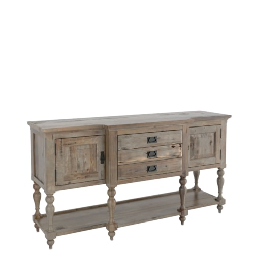 Farmhouse Storage Buffet with Distressed Wood Finish