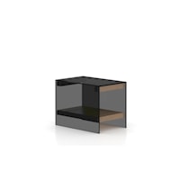 Contemporary Fiction Rectangular End Table with Smoked Glass Top