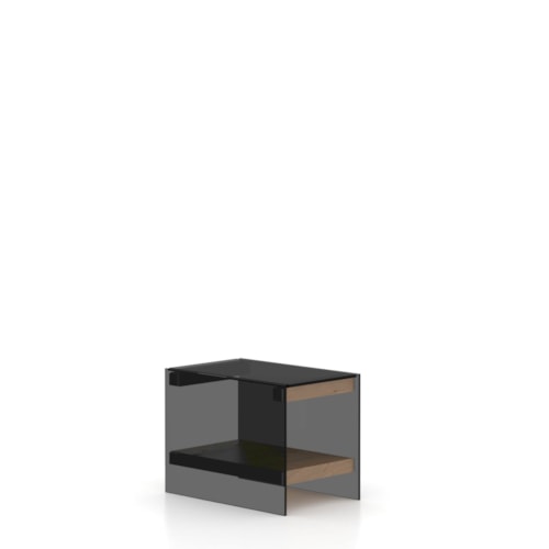 Contemporary Fiction Rectangular End Table with Smoked Glass Top