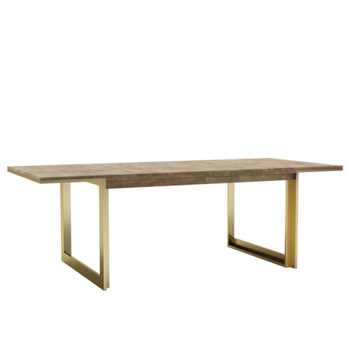 Contemporary Wood Top Dining Table with Gold Metal Base