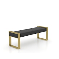 Contemporary Upholstered Bench with Gold Metal Legs