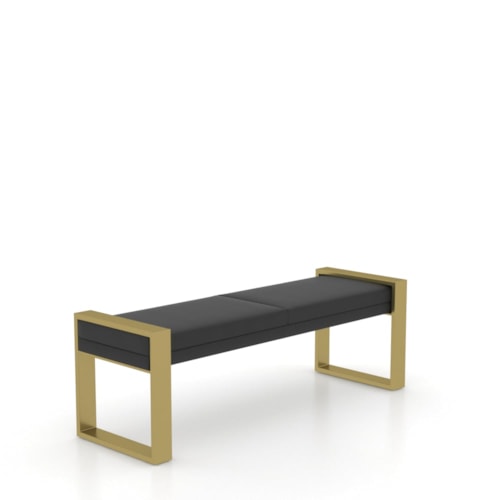 Contemporary Upholstered Bench with Gold Metal Legs